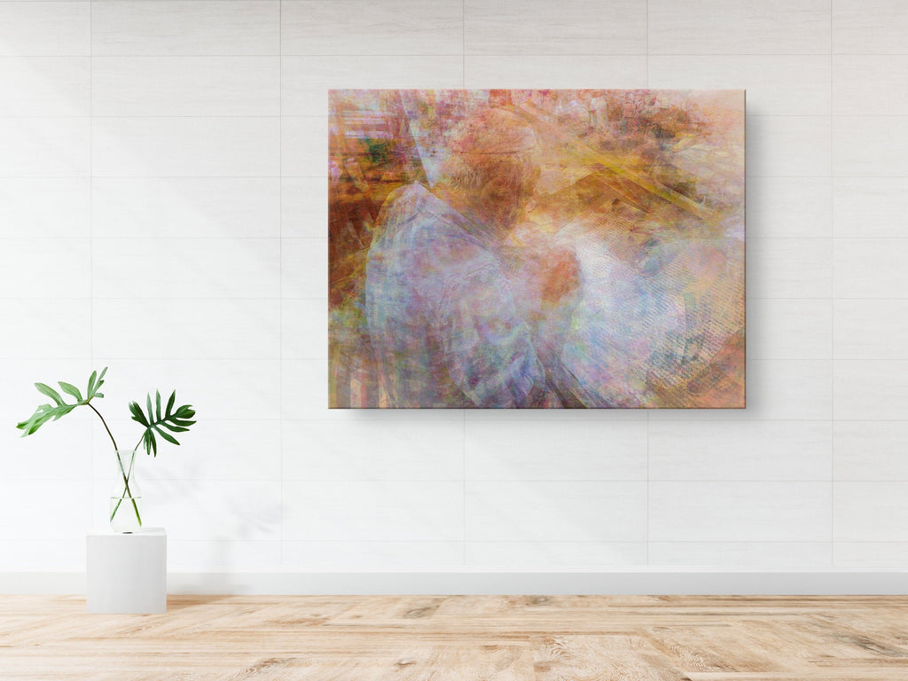 Scribe Rabbi Writing Torah Old Bible Scroll — Colorful Jewish Wall Art Impressionist Painting