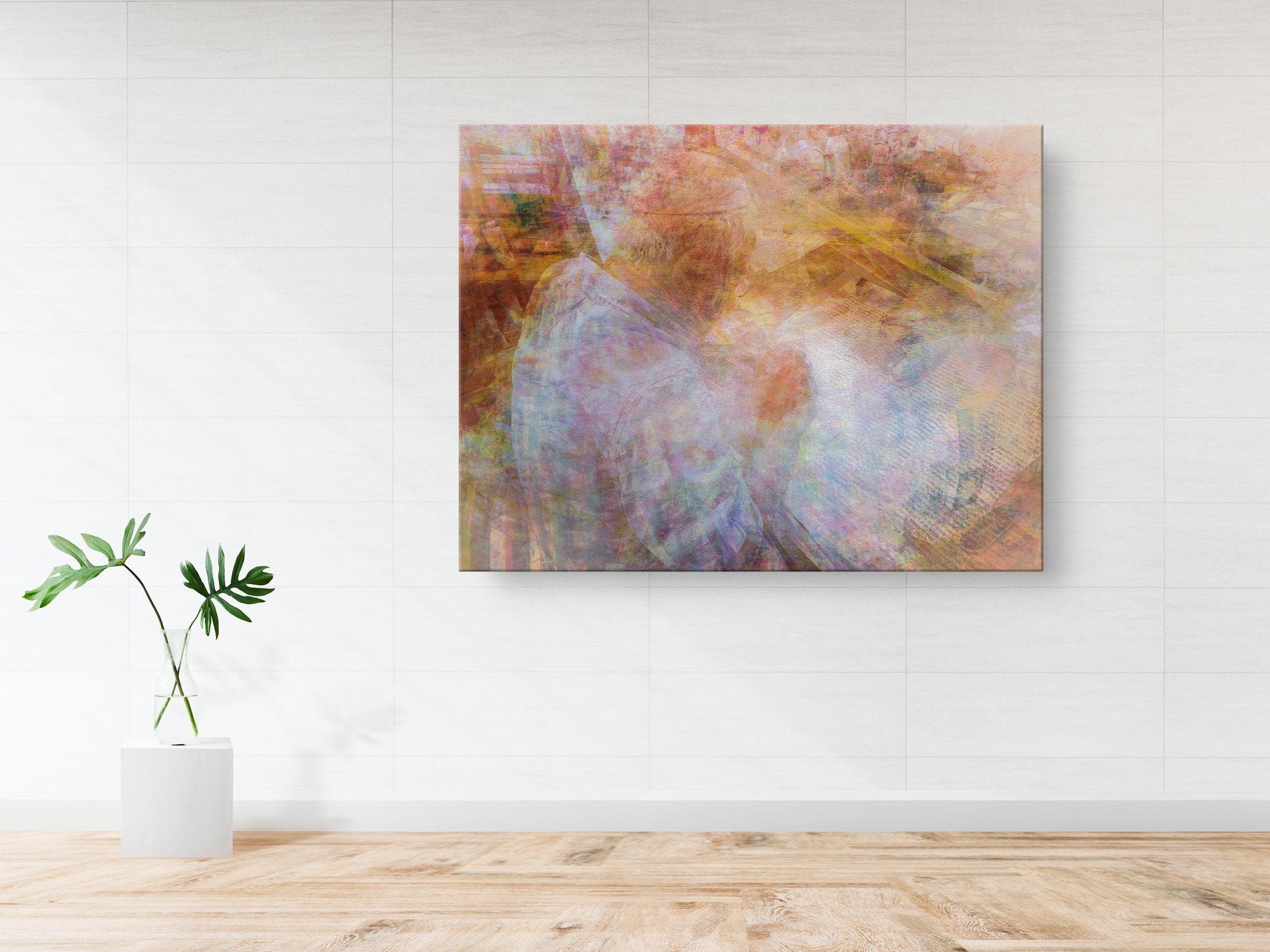 Scribe Rabbi Writing Torah Old Bible Scroll — Colorful Jewish Wall Art Impressionist Painting