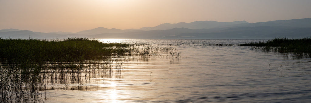 Panoramic Israeli Holy Land Tiberias Lake Sunrise — Kinneret Sea of Galilee