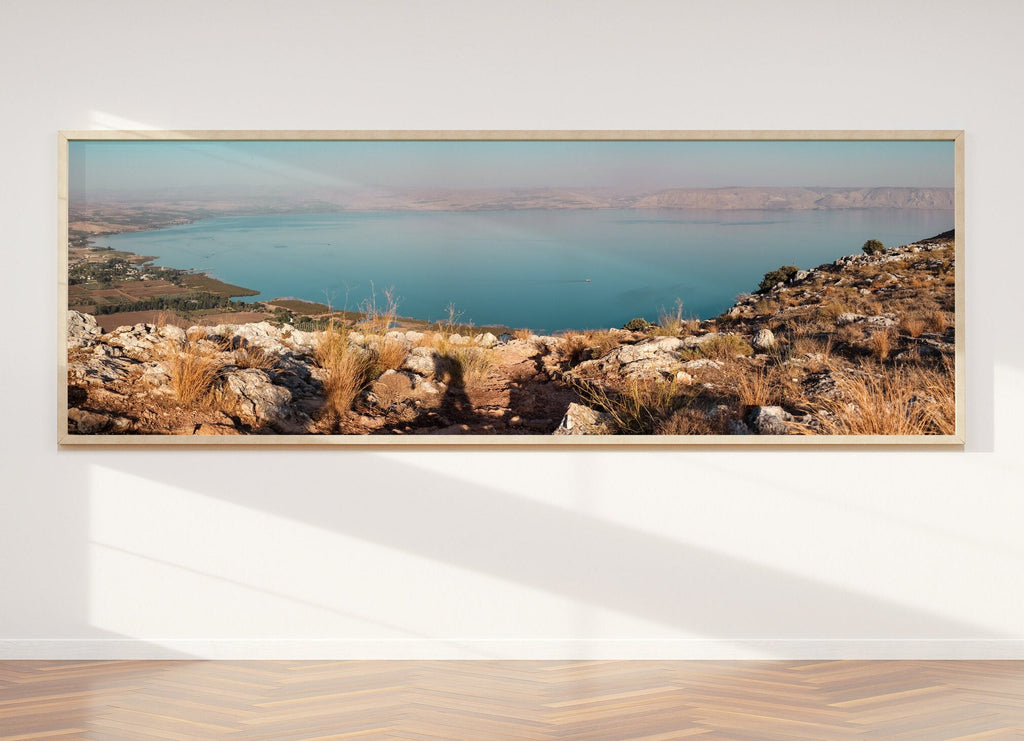 Panoramic Israeli Holy Land Tiberias Lake Sunset — Kinneret Sea of Galilee from the Arbel Mount