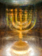 Gold Menorah Impressionist Painting: Jewish Temple Art, Canvas