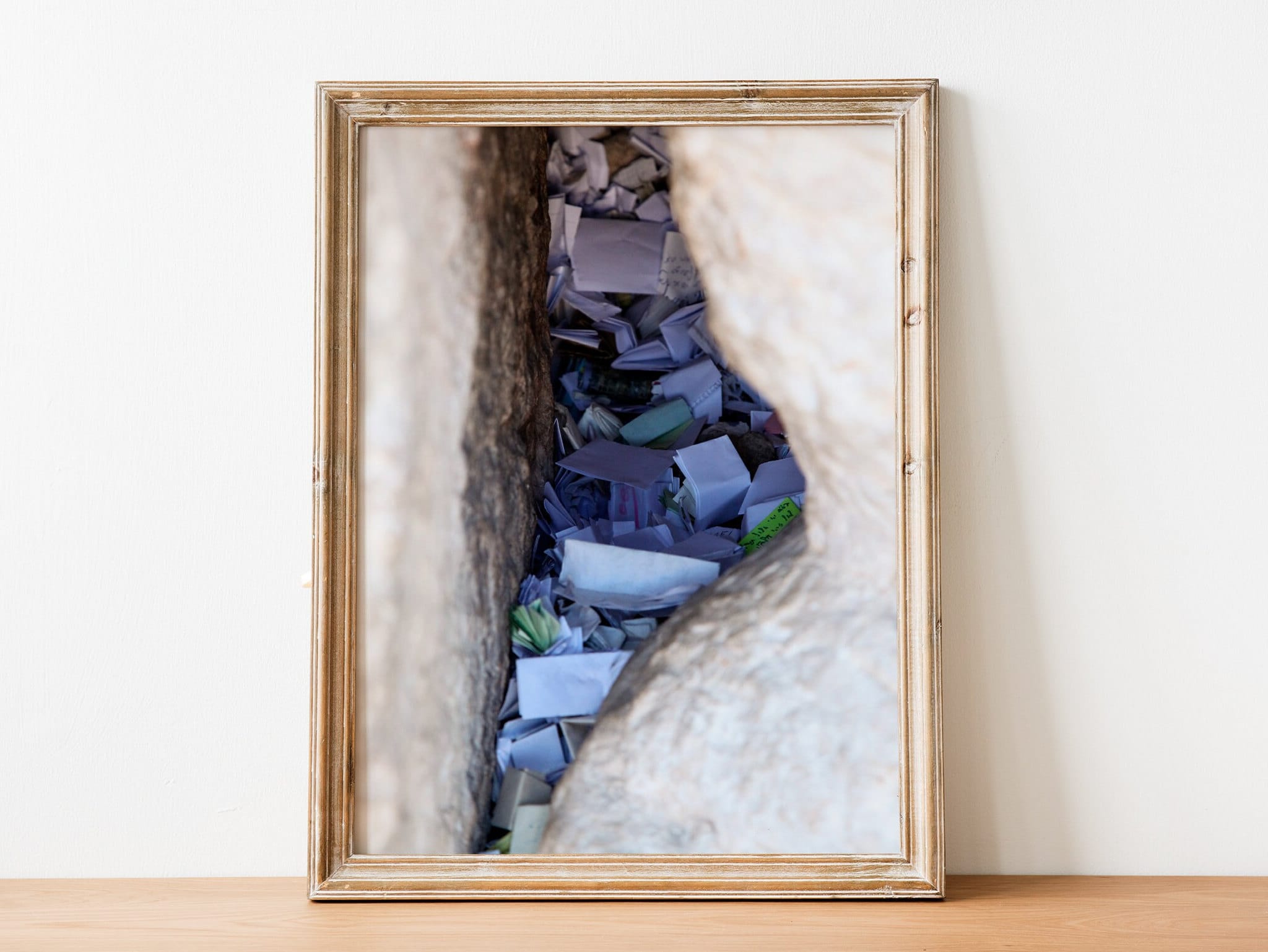 Jerusalem Kotel Western Wall Stone Gap — Prayer Paper Notes Between Stones