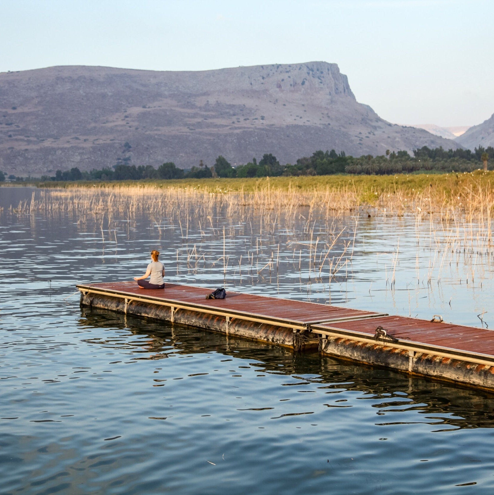 Israeli Holy Land Tiberias Lake — Sunrise Yoga Training at the Kinneret — Sea of Galilee
