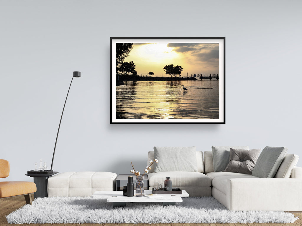 Israeli Holy Land Tiberias Lake — Sea of Galilee — the Kinneret at the Sunrise with a Stork