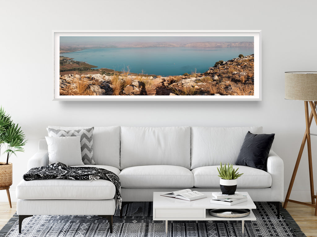 Panoramic Israeli Holy Land Tiberias Lake Sunset — Kinneret Sea of Galilee from the Arbel Mount