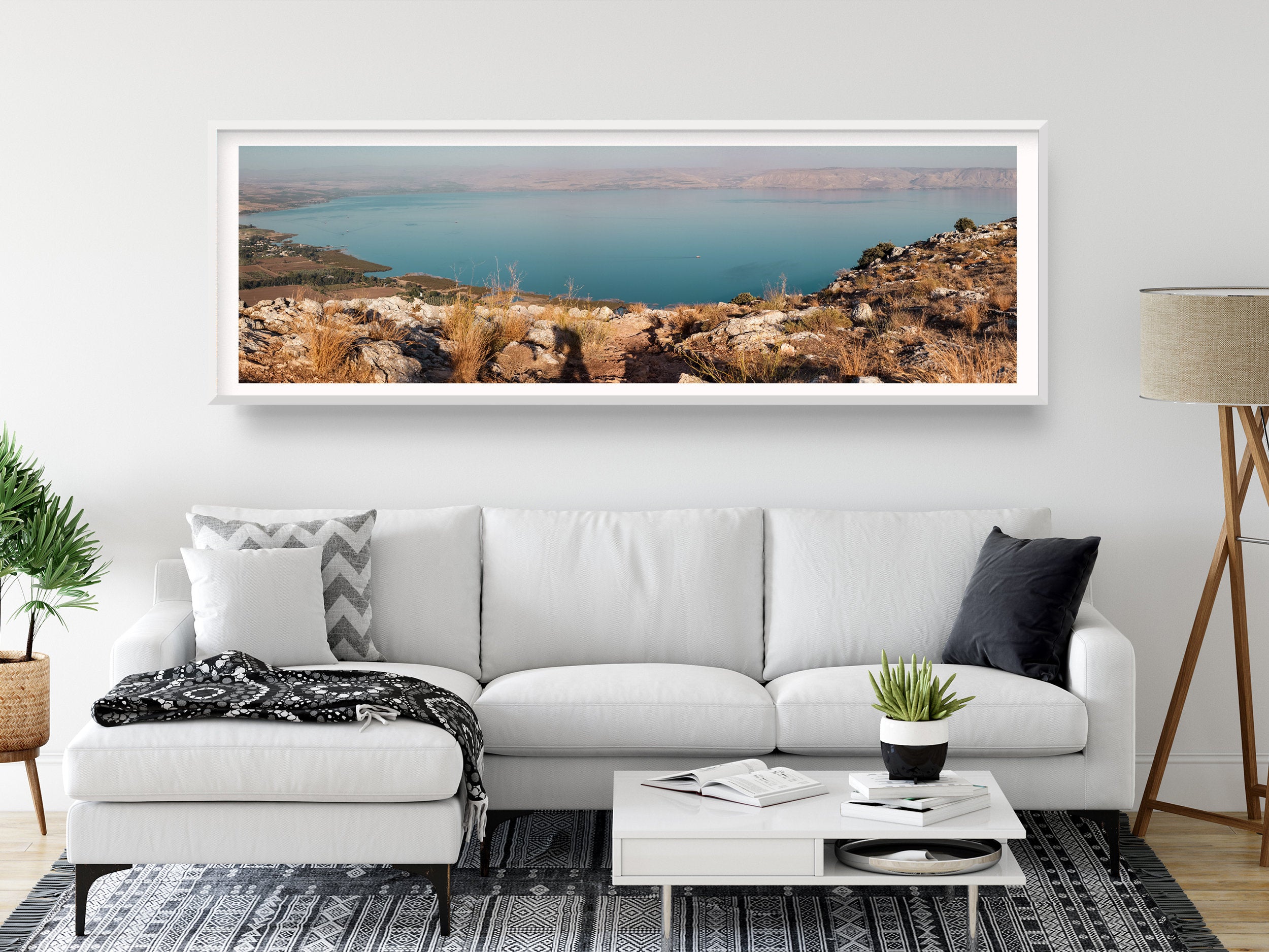 Panoramic Israeli Holy Land Tiberias Lake Sunset — Kinneret Sea of Galilee from the Arbel Mount