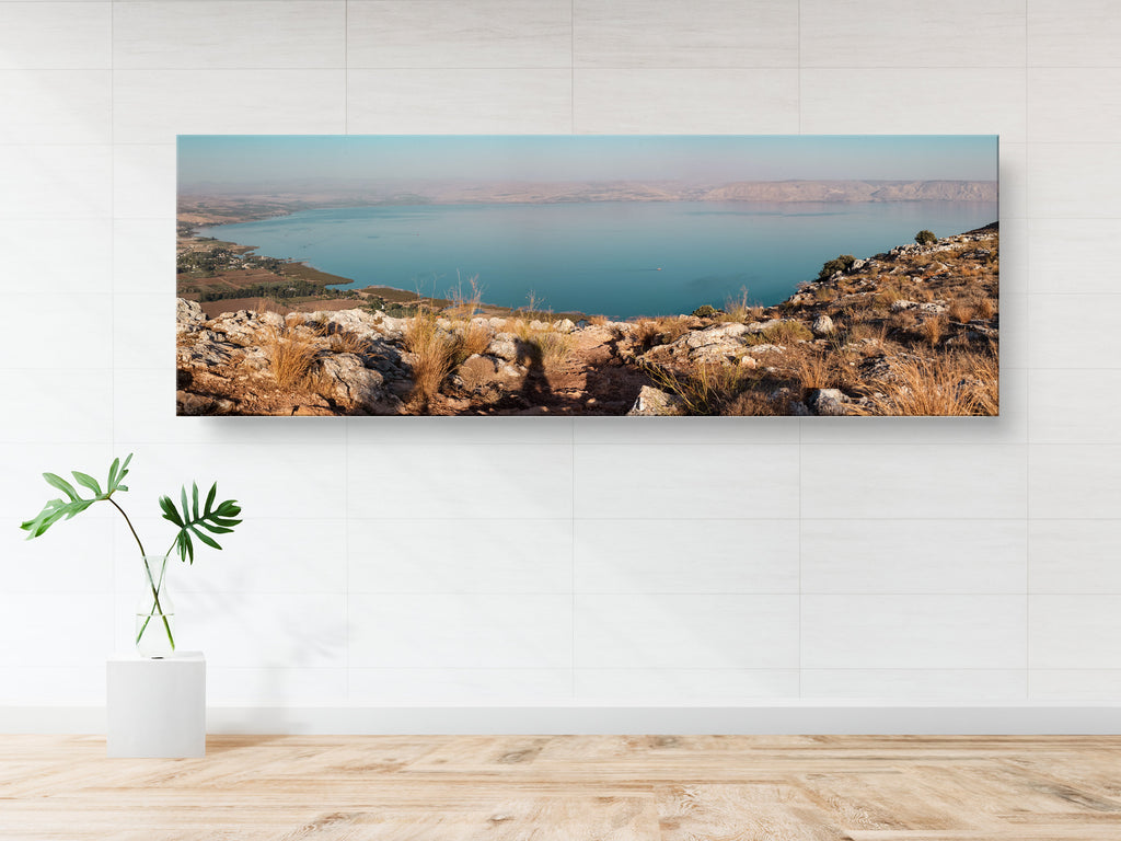 Panoramic Israeli Holy Land Tiberias Lake Sunset — Kinneret Sea of Galilee from the Arbel Mount
