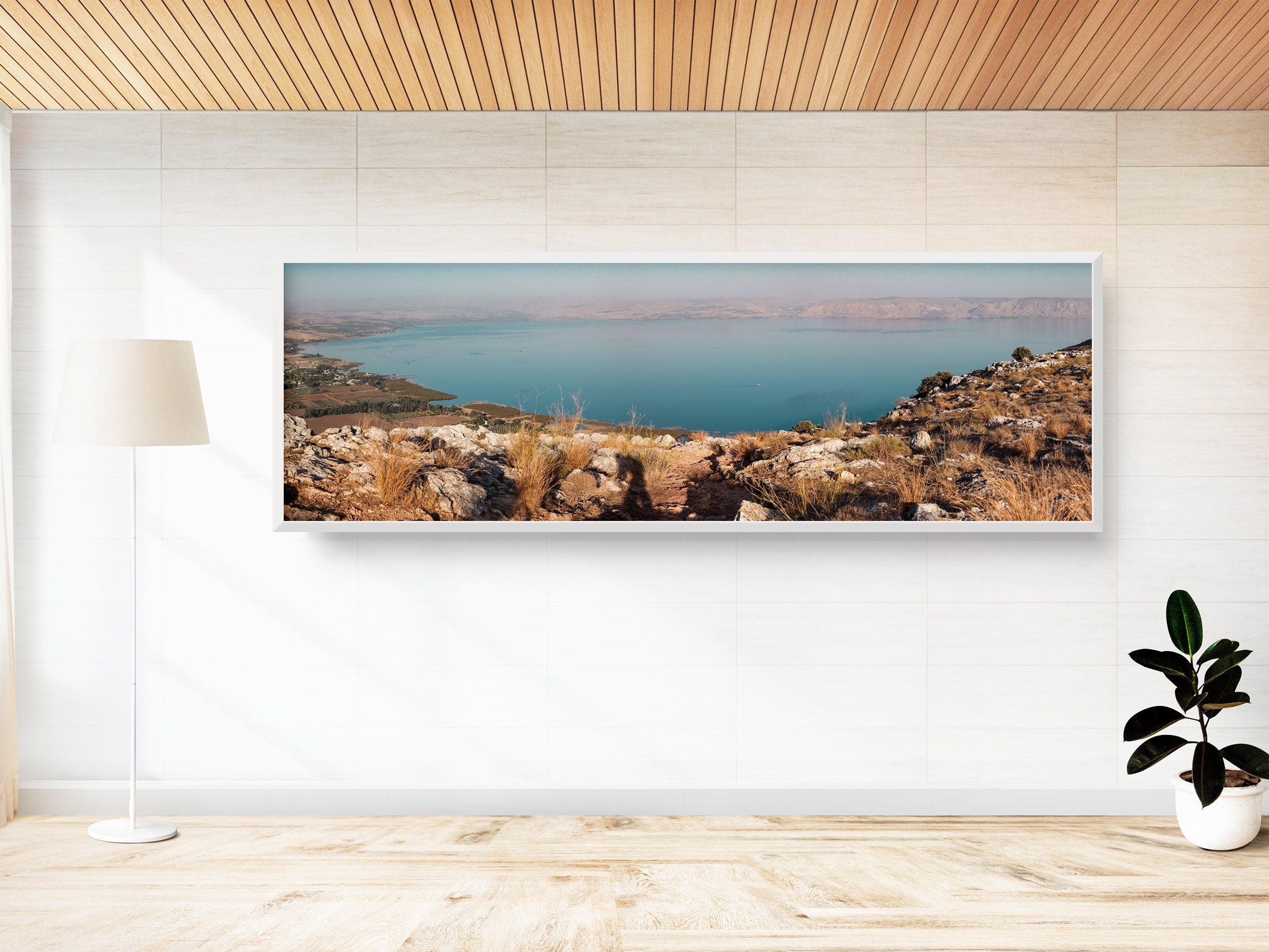Panoramic Israeli Holy Land Tiberias Lake Sunset — Kinneret Sea of Galilee from the Arbel Mount