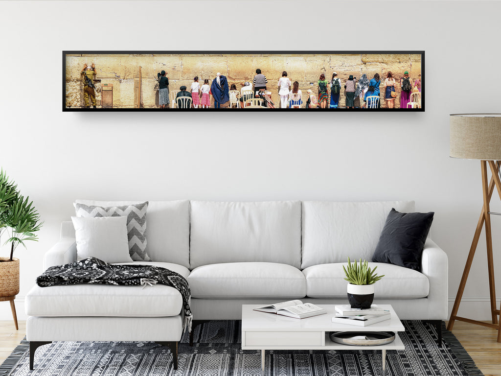 Panoramic Kotel Western Wall Print: Israeli IDF Tsahal Soldiers Women Praying