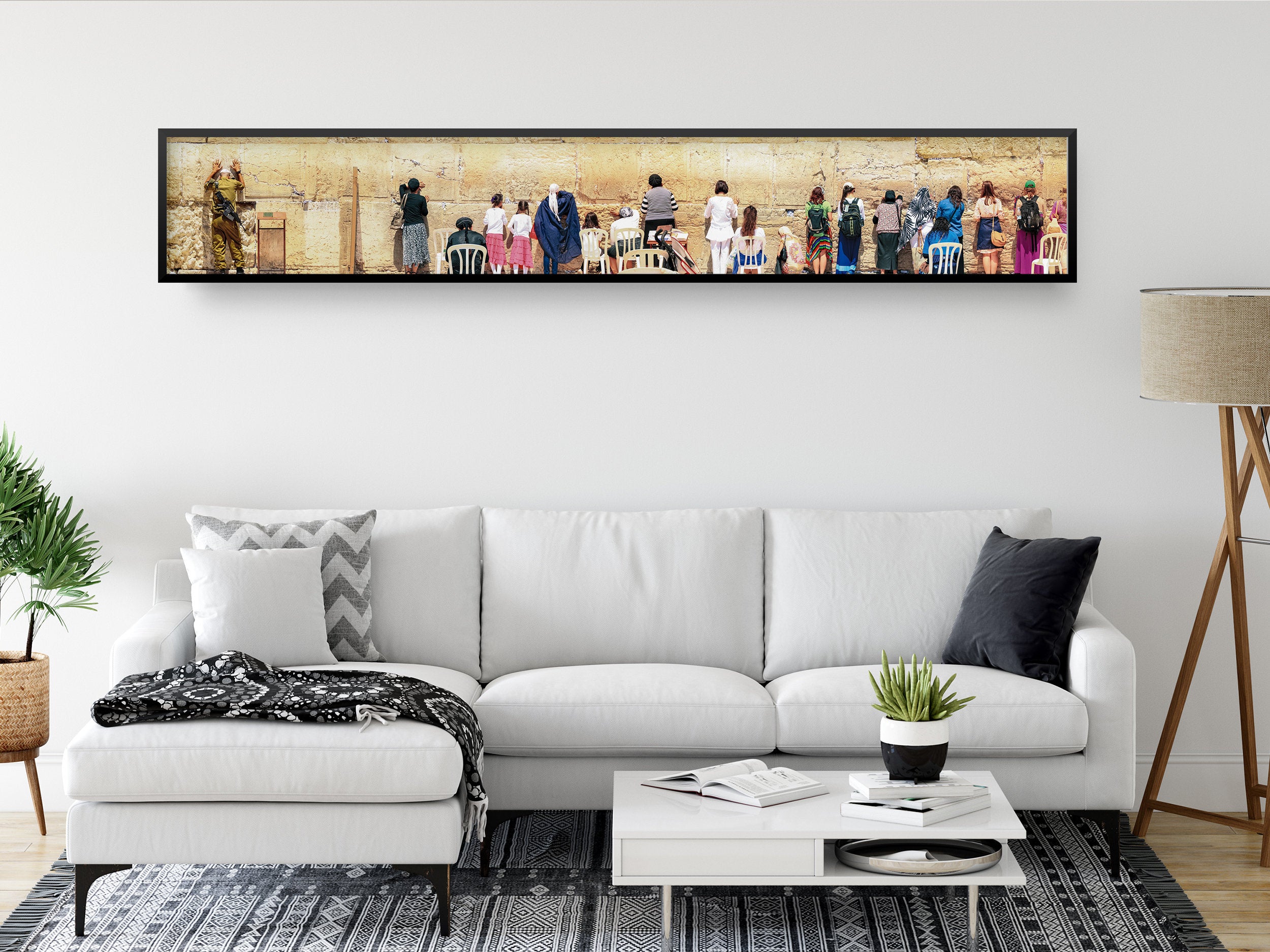 Panoramic Kotel Western Wall Print: Israeli IDF Tsahal Soldiers Women Praying