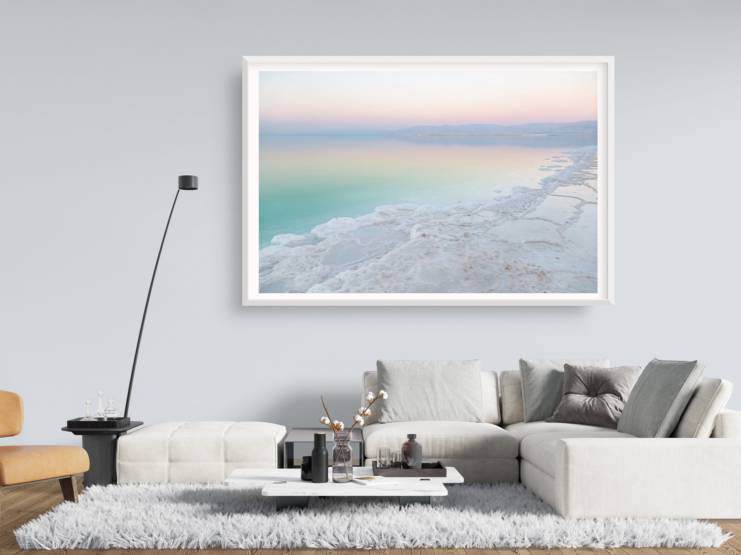 Israeli Holy Land Sunset Beach Dead Sea with Salt Sea Minerals