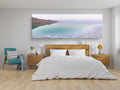 Panoramic Turquoise Dead Sea Israeli Sunset with White Salt Sea Minerals and Mountains