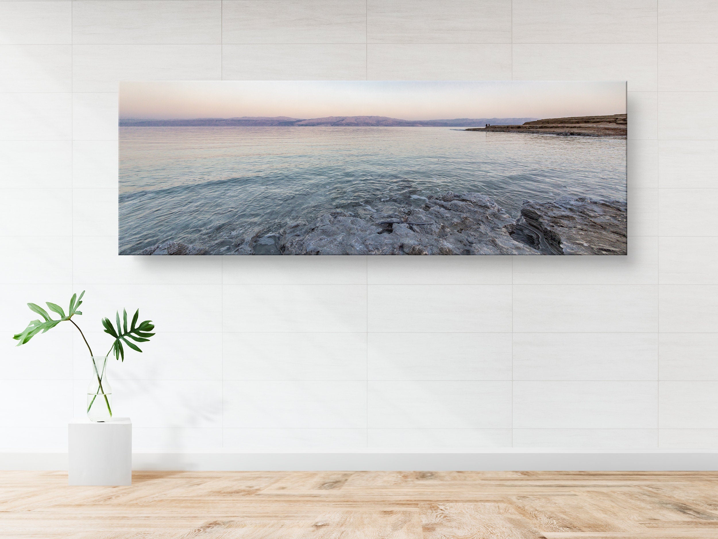 Panoramic Holy Land Seascape — Israeli Dead Sea Blue Turquoise Beach Sunset