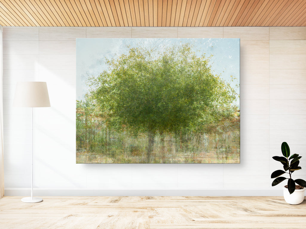 Green Carob Tree Impressionist Painting Canvas