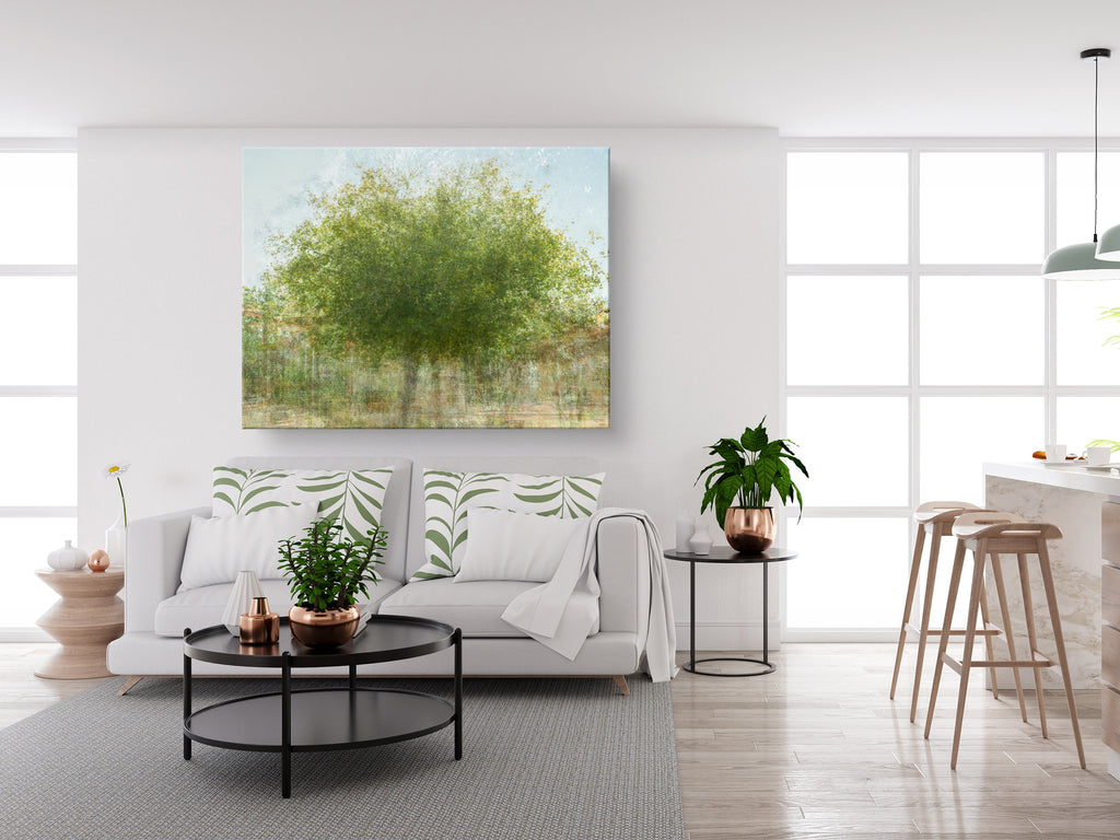 Green Carob Tree Impressionist Painting Canvas