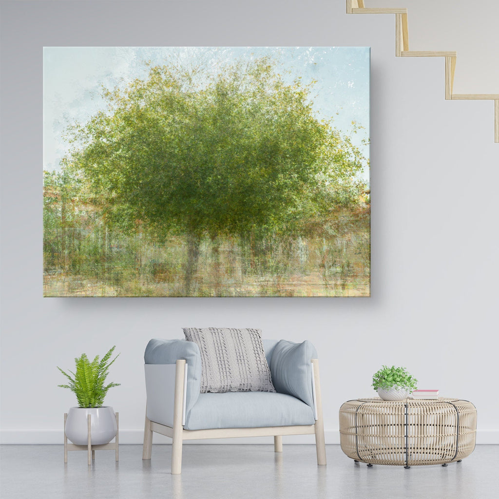 Green Carob Tree Impressionist Painting Canvas