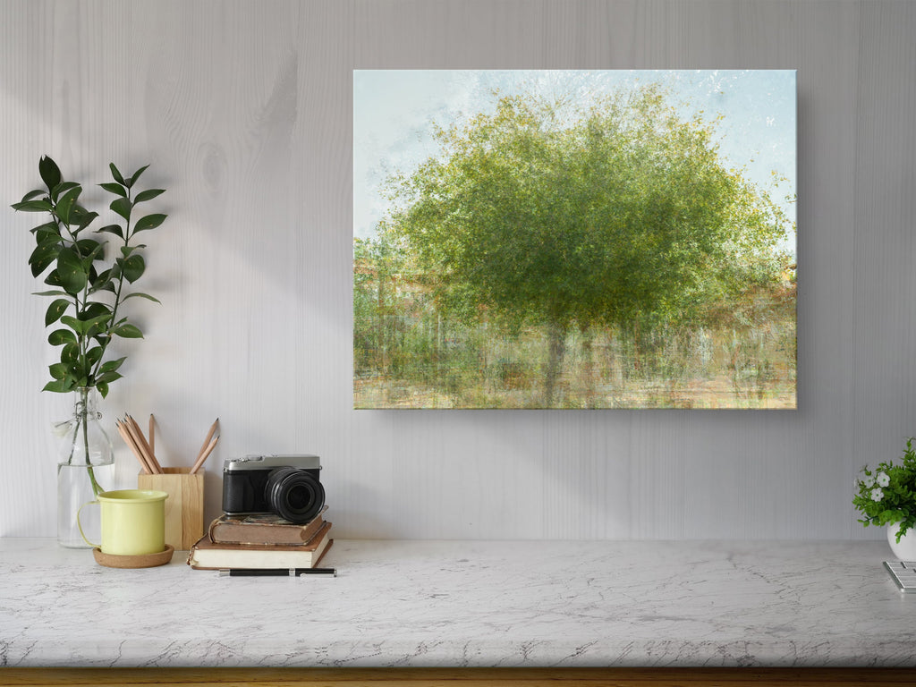 Green Carob Tree Impressionist Painting Canvas