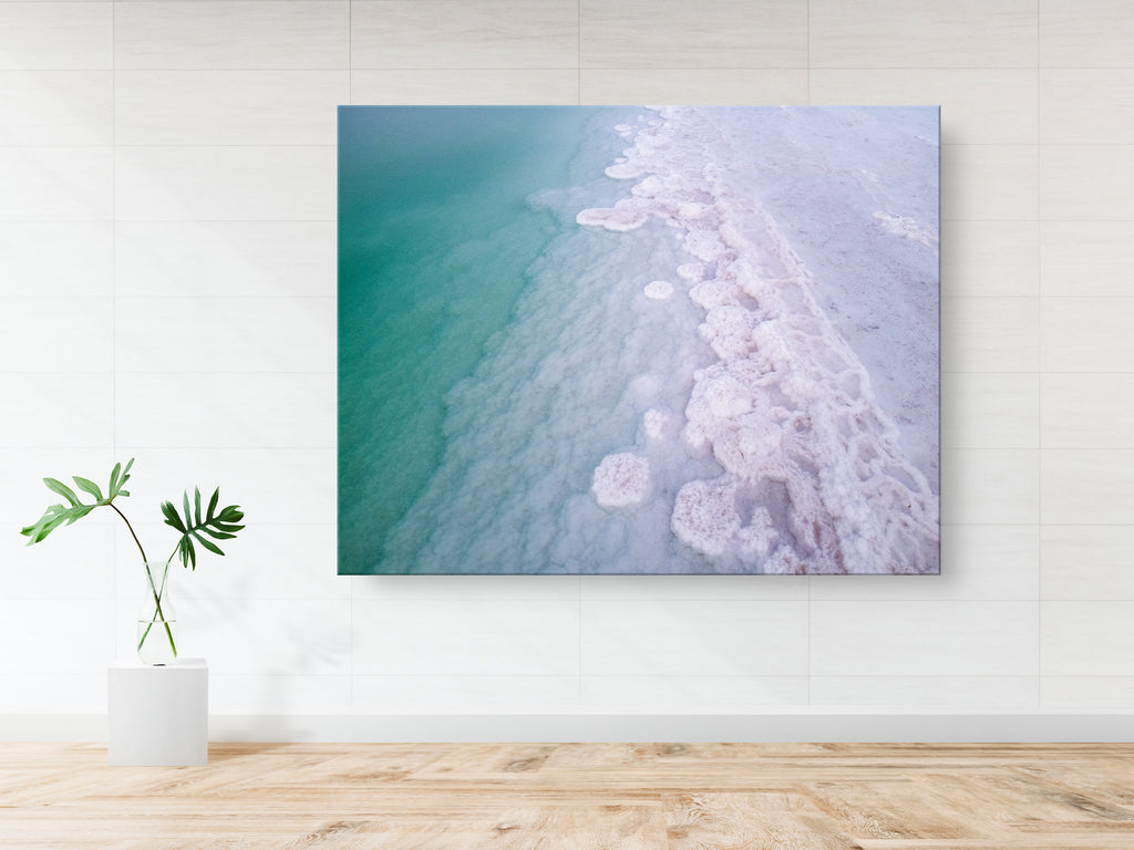 Turquoise Israeli Seascape — Dead Sea and White Salt Minerals