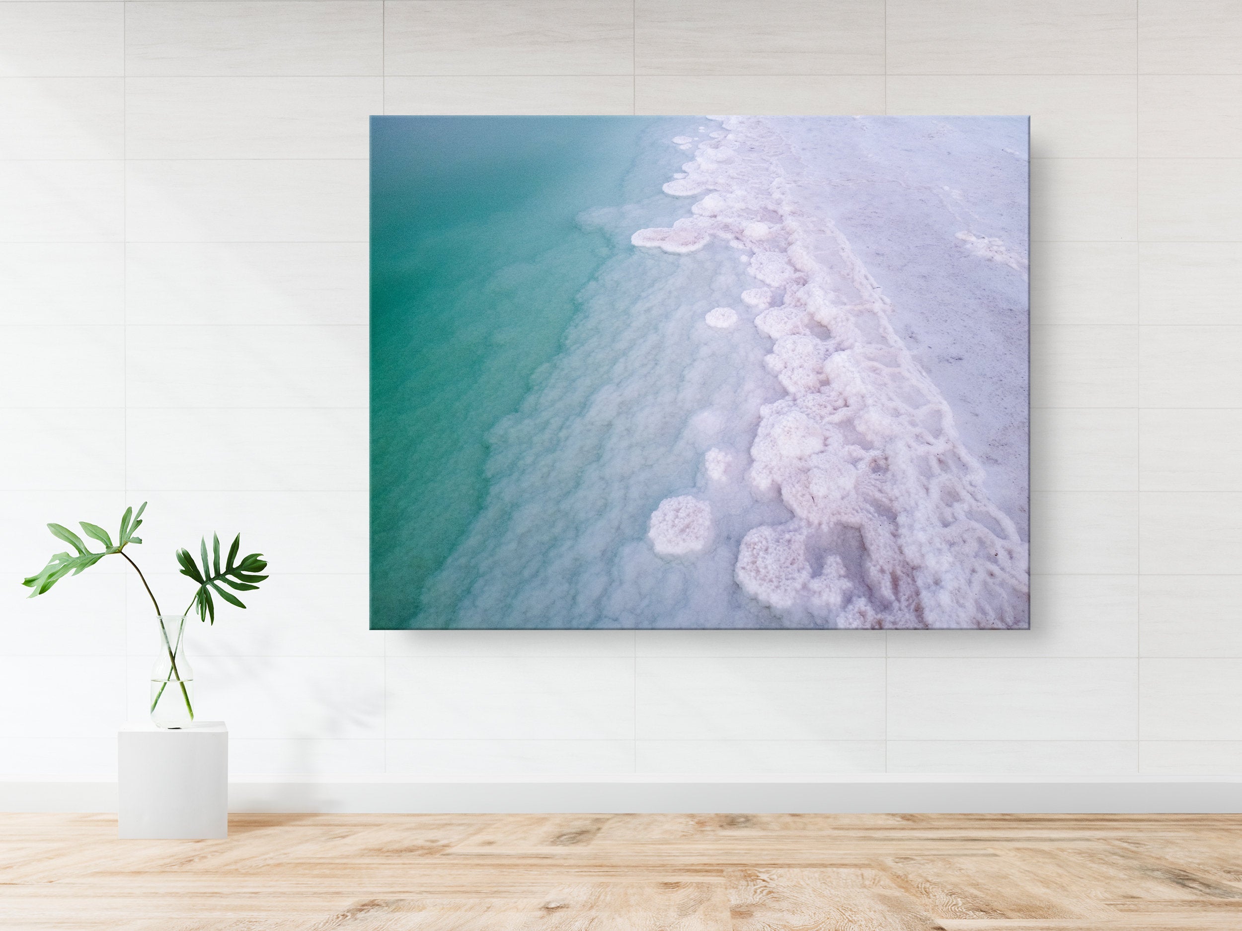 Turquoise Israeli Seascape — Dead Sea and White Salt Minerals