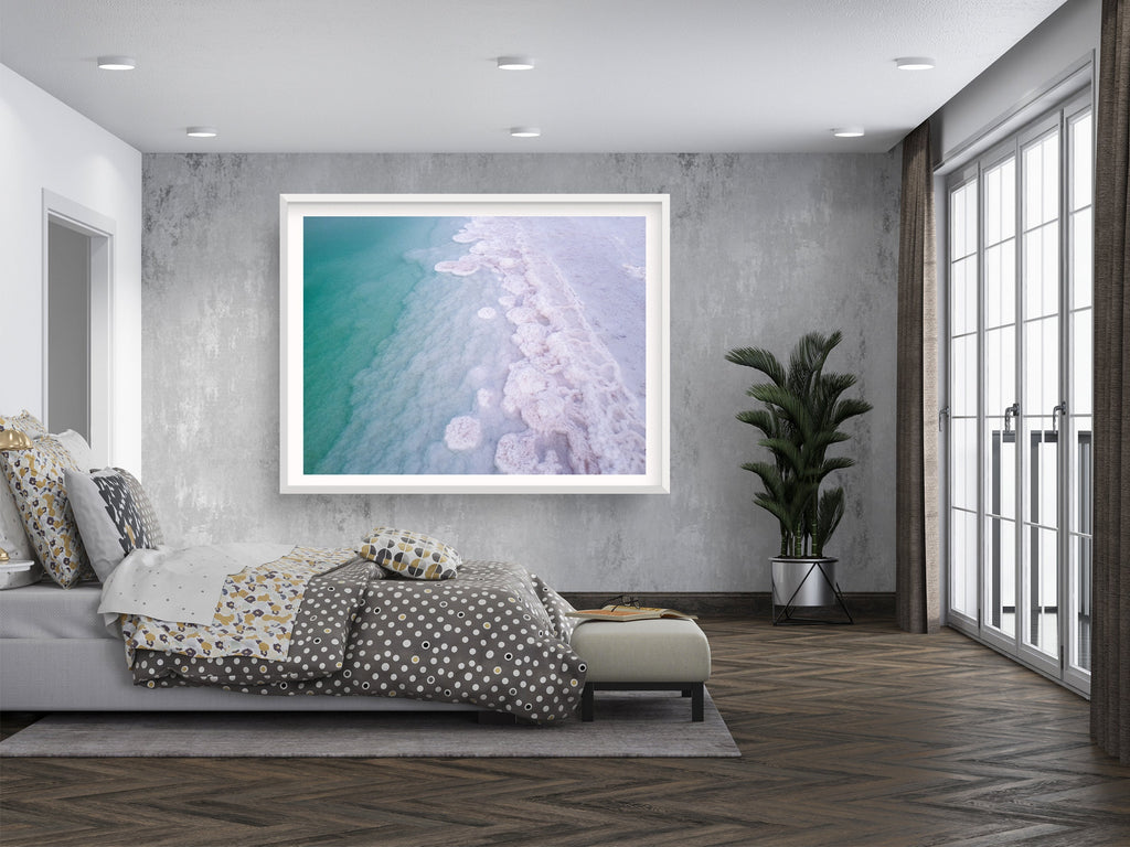 Turquoise Israeli Seascape — Dead Sea and White Salt Minerals