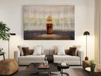 Jerusalem Gold and Red Jewish Old Bible Torah Scroll Painting
