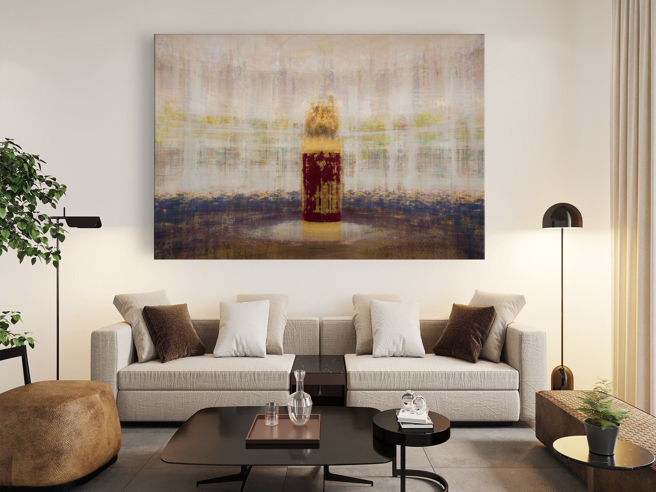 Jerusalem Gold and Red Jewish Old Bible Torah Scroll Painting