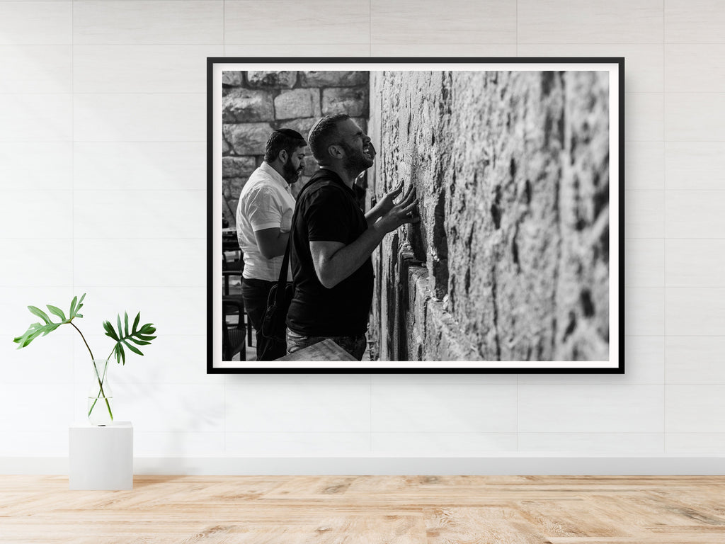 Kotel Wall Art: Jewish Man Praying, Black and White Photography