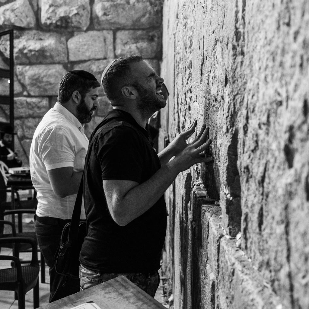 Kotel Wall Art: Jewish Man Praying, Black and White Photography