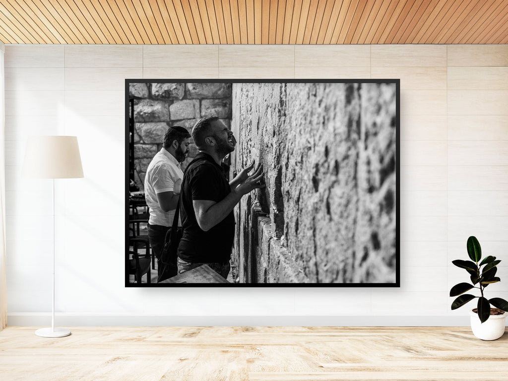 Kotel Wall Art: Jewish Man Praying, Black and White Photography