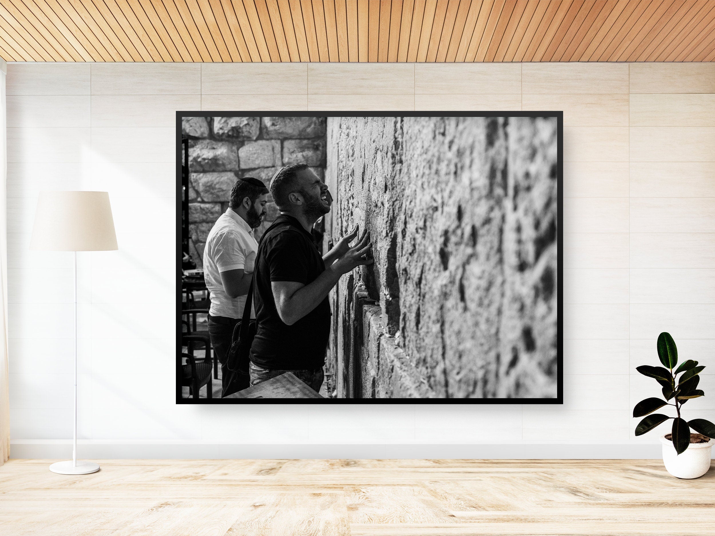 Kotel Wall Art: Jewish Man Praying, Black and White Photography