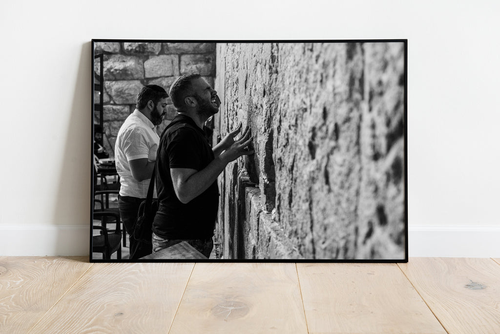 Kotel Wall Art: Jewish Man Praying, Black and White Photography