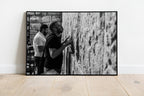 Kotel Wall Art: Jewish Man Praying, Black and White Photography