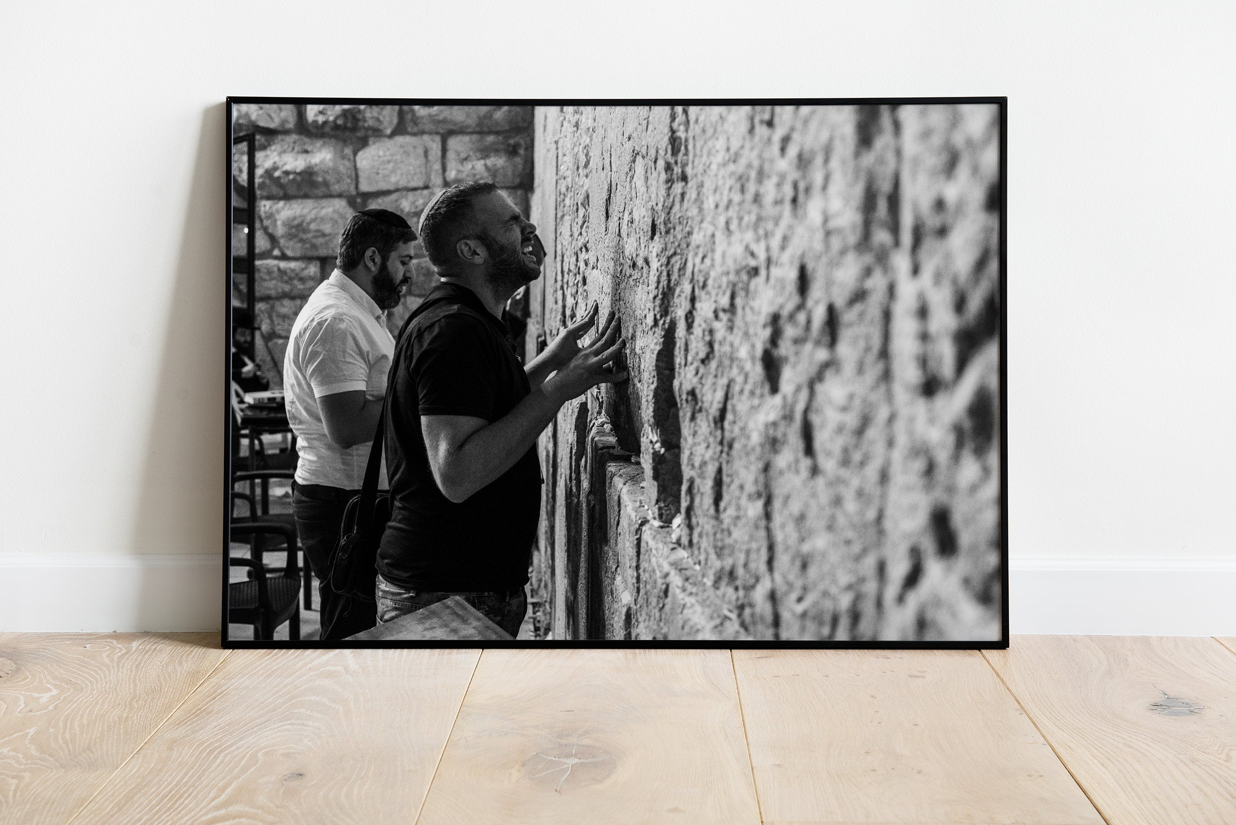 Kotel Wall Art: Jewish Man Praying, Black and White Photography