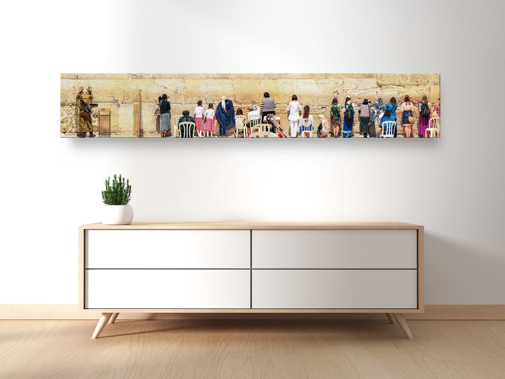 Panoramic Kotel Western Wall Print: Israeli IDF Tsahal Soldiers Women Praying