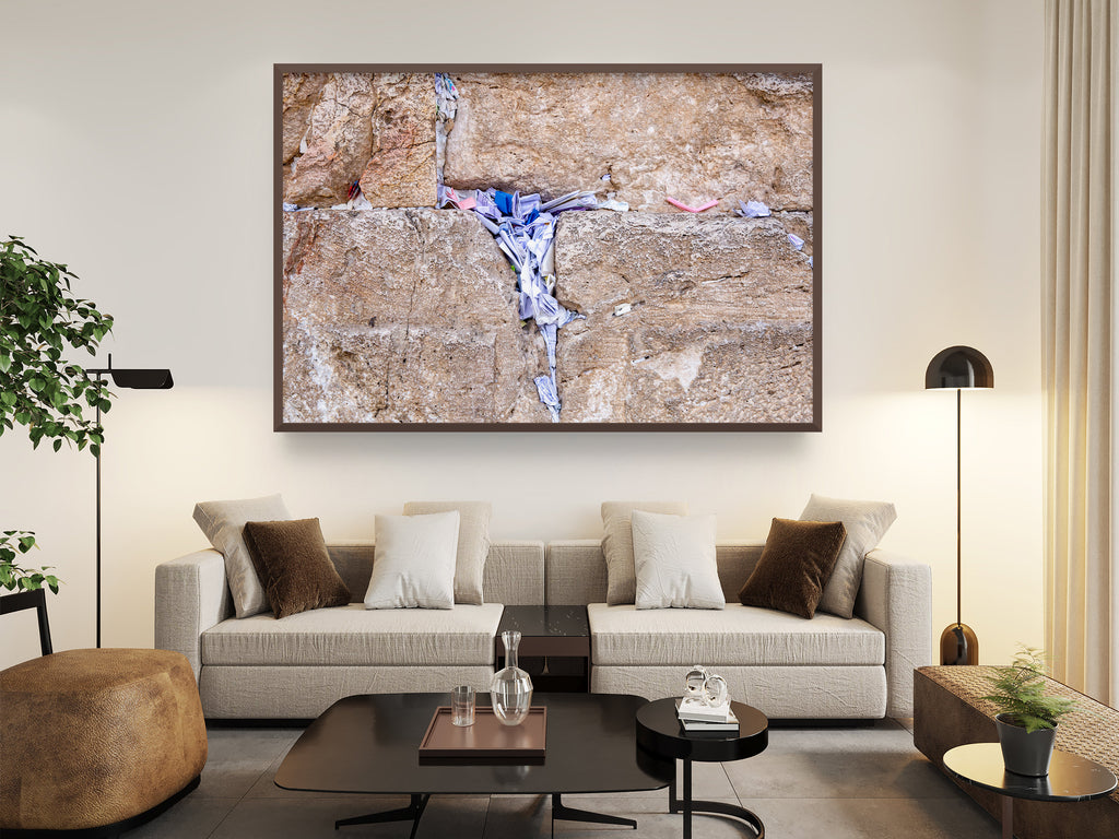 Stone of the Kotel Western Wall with Colorful Prayer Paper Notes