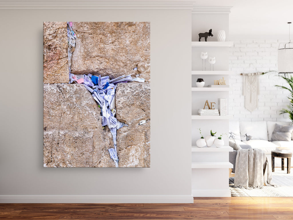 Kotel Western Wall Jerusalem Stone Print: Prayer Notes Lamed Hebrew Letter