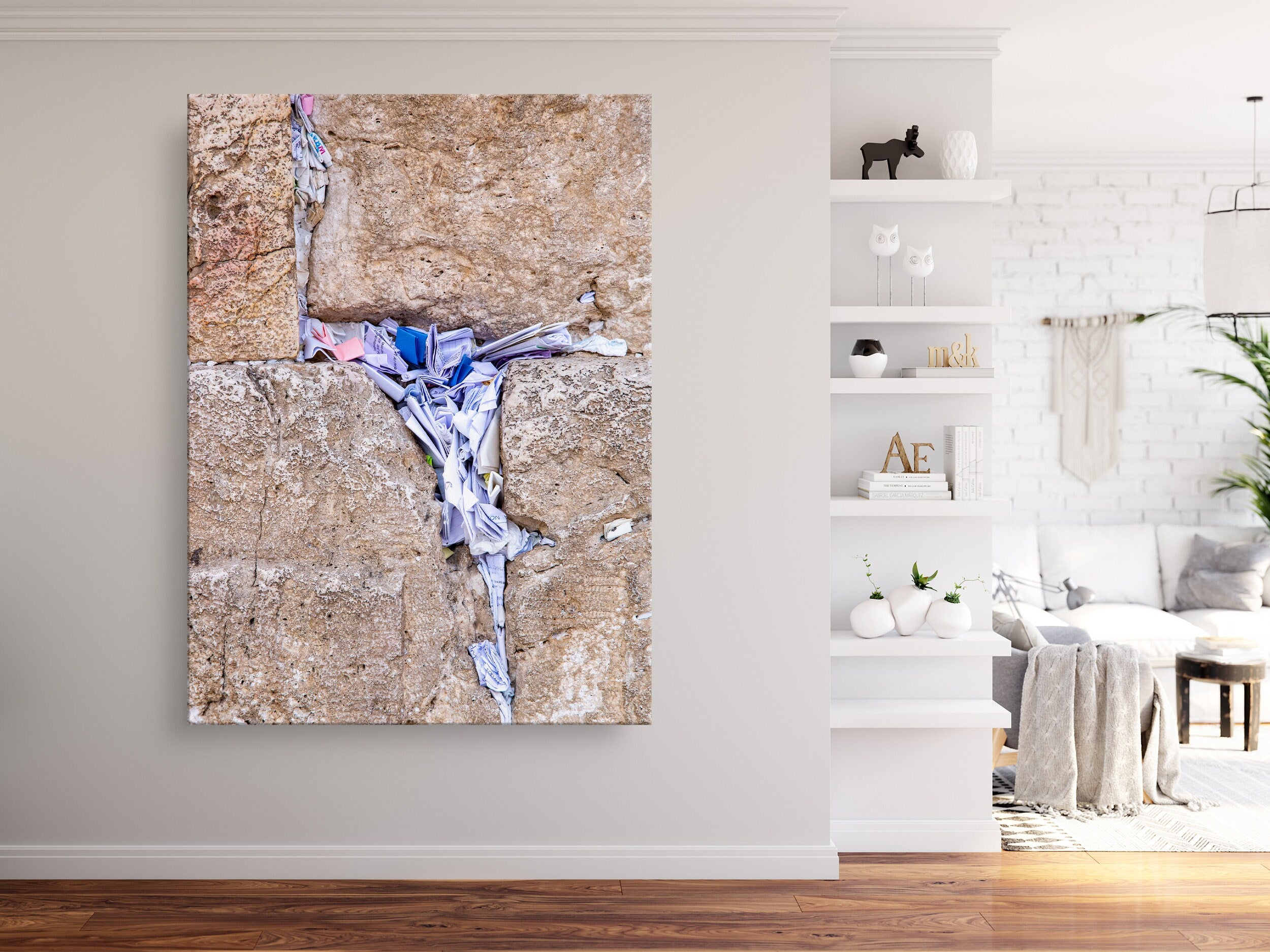 Kotel Western Wall Jerusalem Stone Print: Prayer Notes Lamed Hebrew Letter