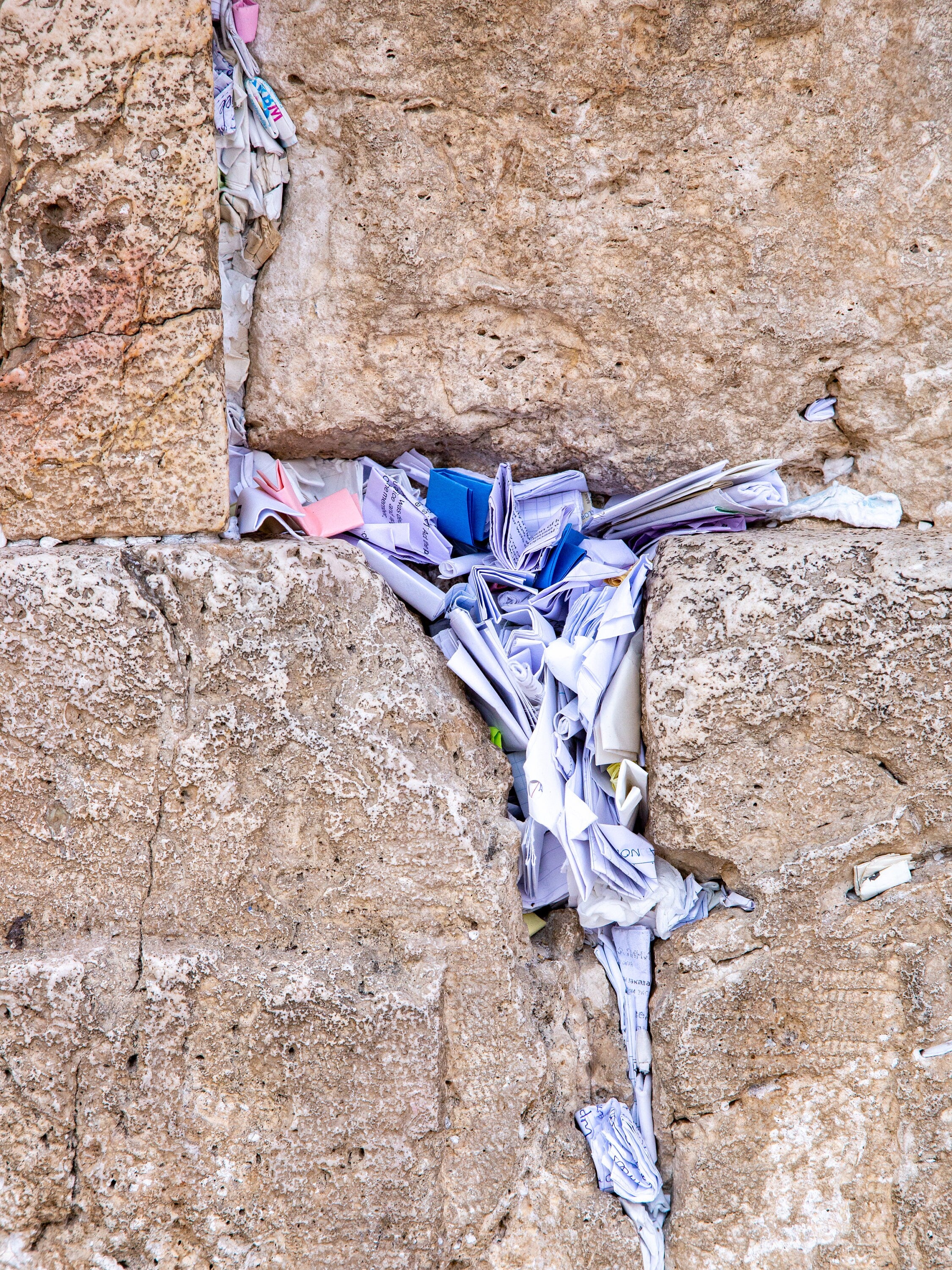 Kotel Western Wall Jerusalem Stone Print: Prayer Notes Lamed Hebrew Letter