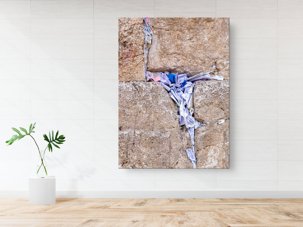 Kotel Western Wall Jerusalem Stone Print: Prayer Notes Lamed Hebrew Letter