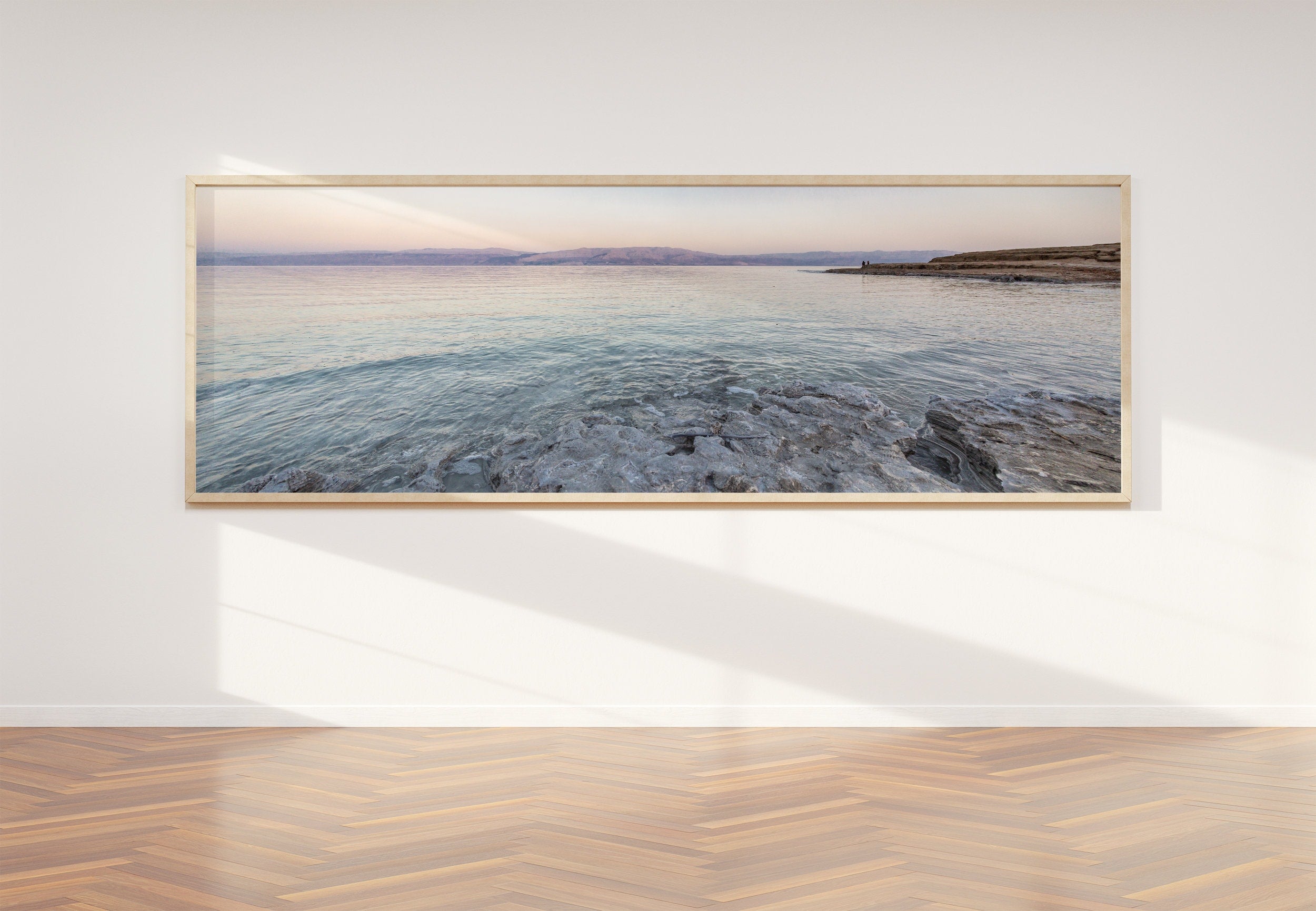 Panoramic Holy Land Seascape — Israeli Dead Sea Blue Turquoise Beach Sunset