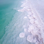 Turquoise Israeli Seascape — Dead Sea and White Salt Minerals