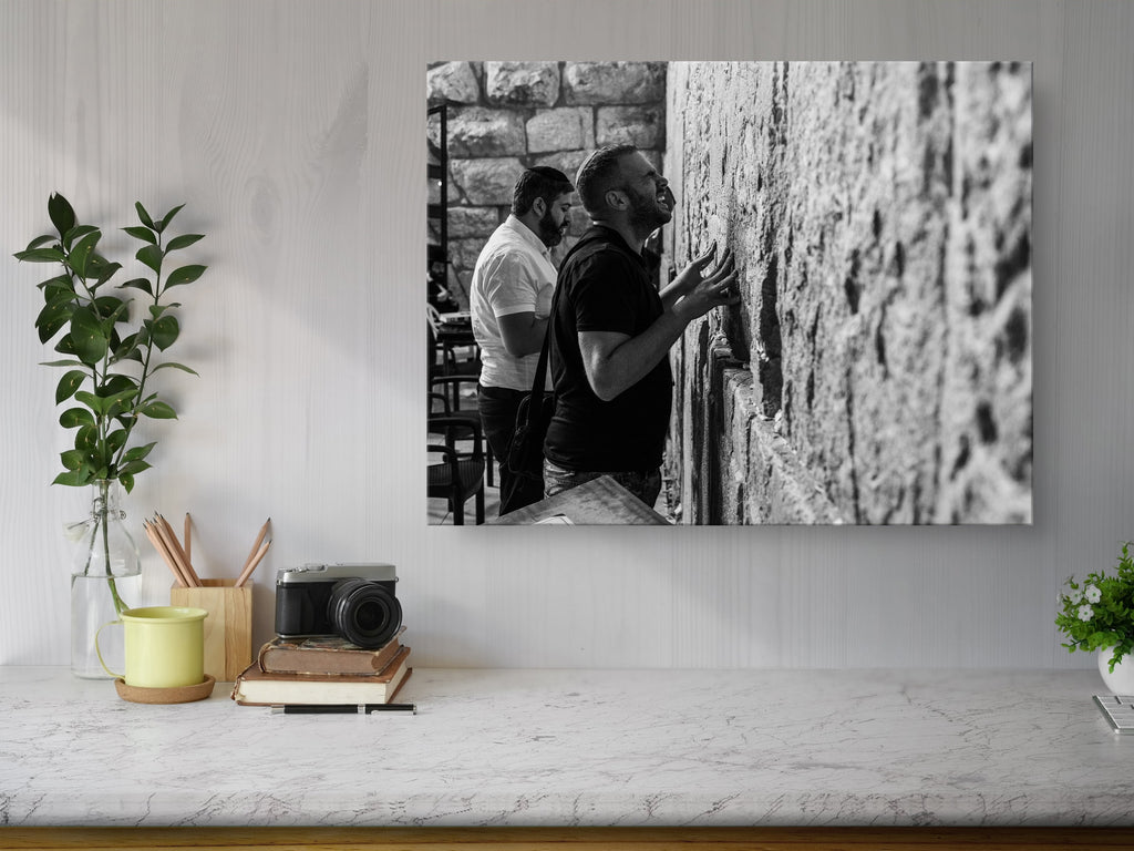 Kotel Wall Art: Jewish Man Praying, Black and White Photography