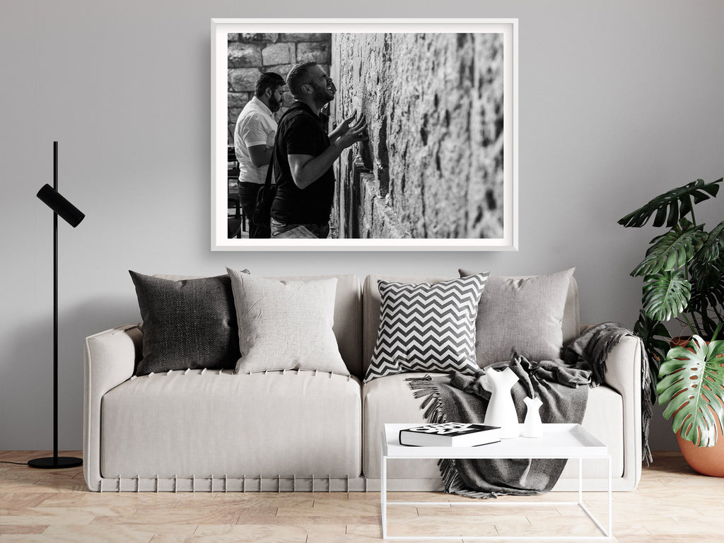 Kotel Wall Art: Jewish Man Praying, Black and White Photography