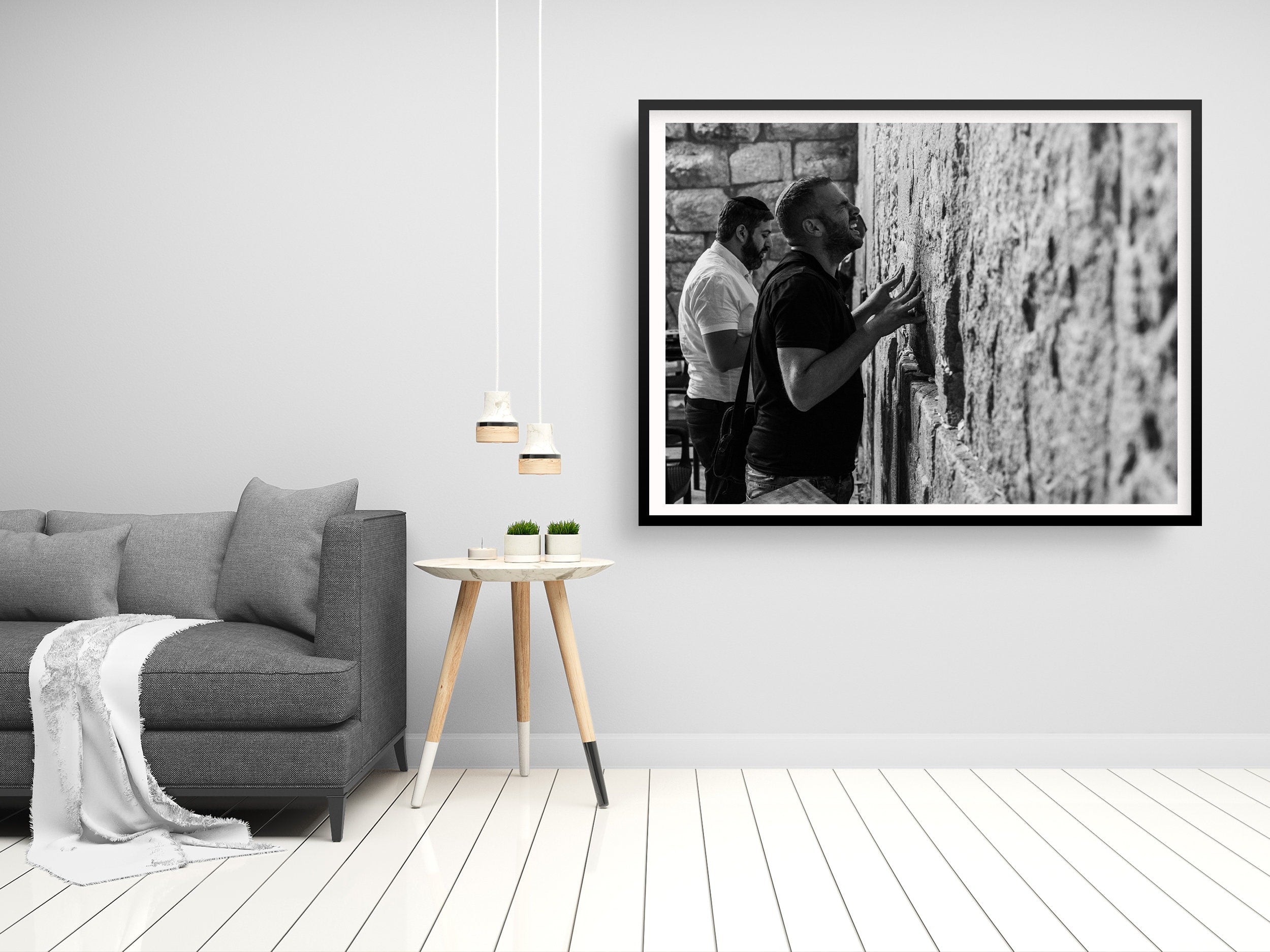 Kotel Wall Art: Jewish Man Praying, Black and White Photography