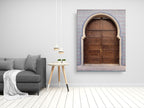 Jerusalem Old Carved Wooden Door with Moroccan Andalusian Decorative Mosaic — Worldwide North Africa Jewish Heritage Center Entrance