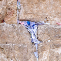 Stone of the Kotel Western Wall with Colorful Prayer Paper Notes