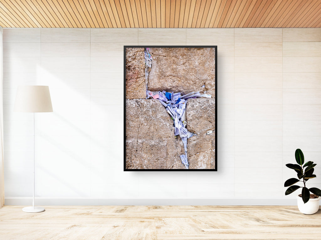 Kotel Western Wall Jerusalem Stone Print: Prayer Notes Lamed Hebrew Letter