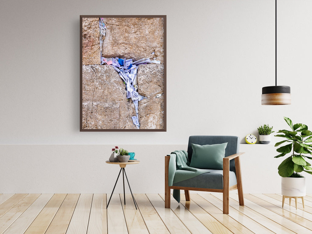 Kotel Western Wall Jerusalem Stone Print: Prayer Notes Lamed Hebrew Letter