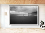 Black and White Beach Print: Woman Seascape, Storm Photography
