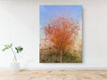 Jerusalem Red Tree Print: Israeli Autumn Impressionist Art